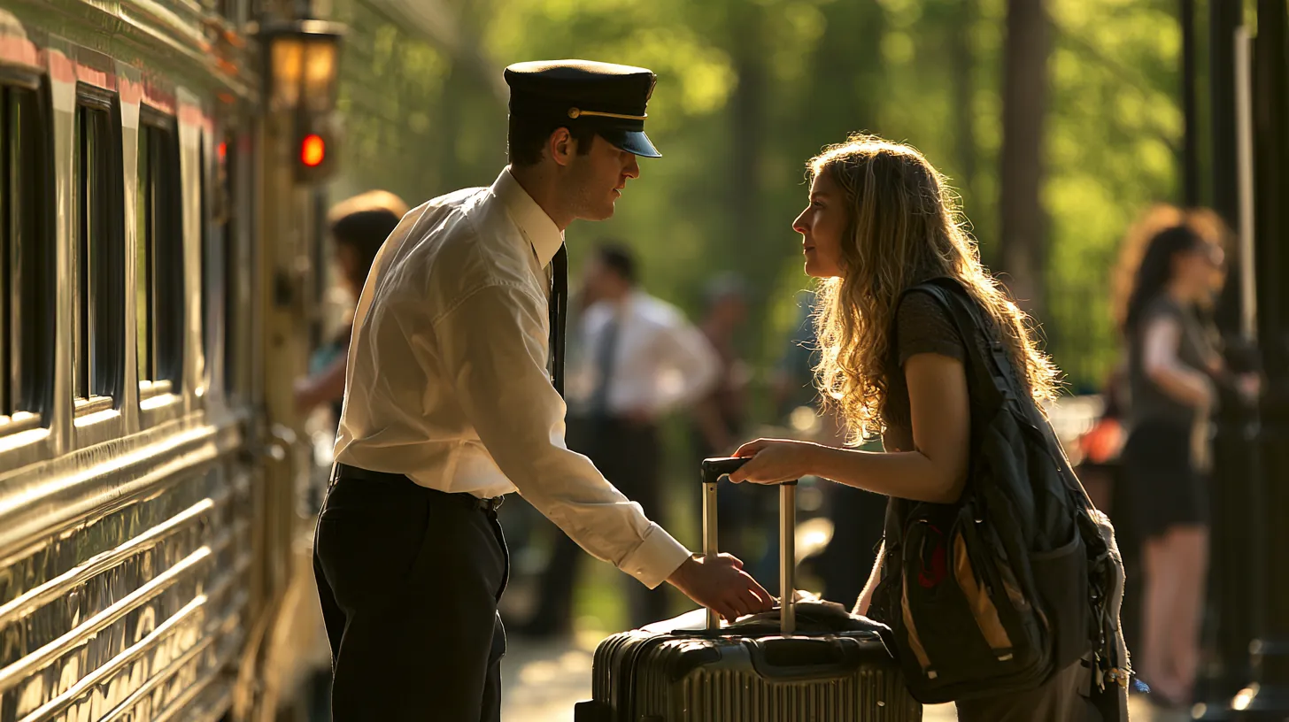 Train conductor helping a commuter lift a rolling suitcase onto a train, a picture of side-by-side trulend lender comparison